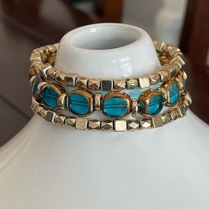Gold and turquoise bracelet set